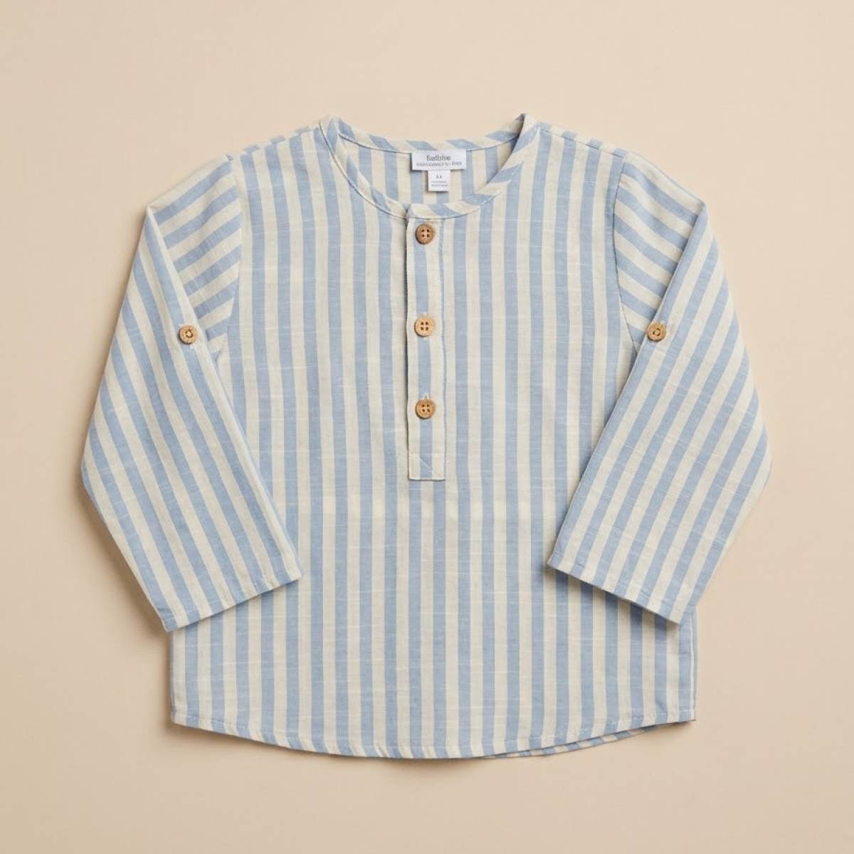 Ver Camisa niño rayas algodón celeste/blanco