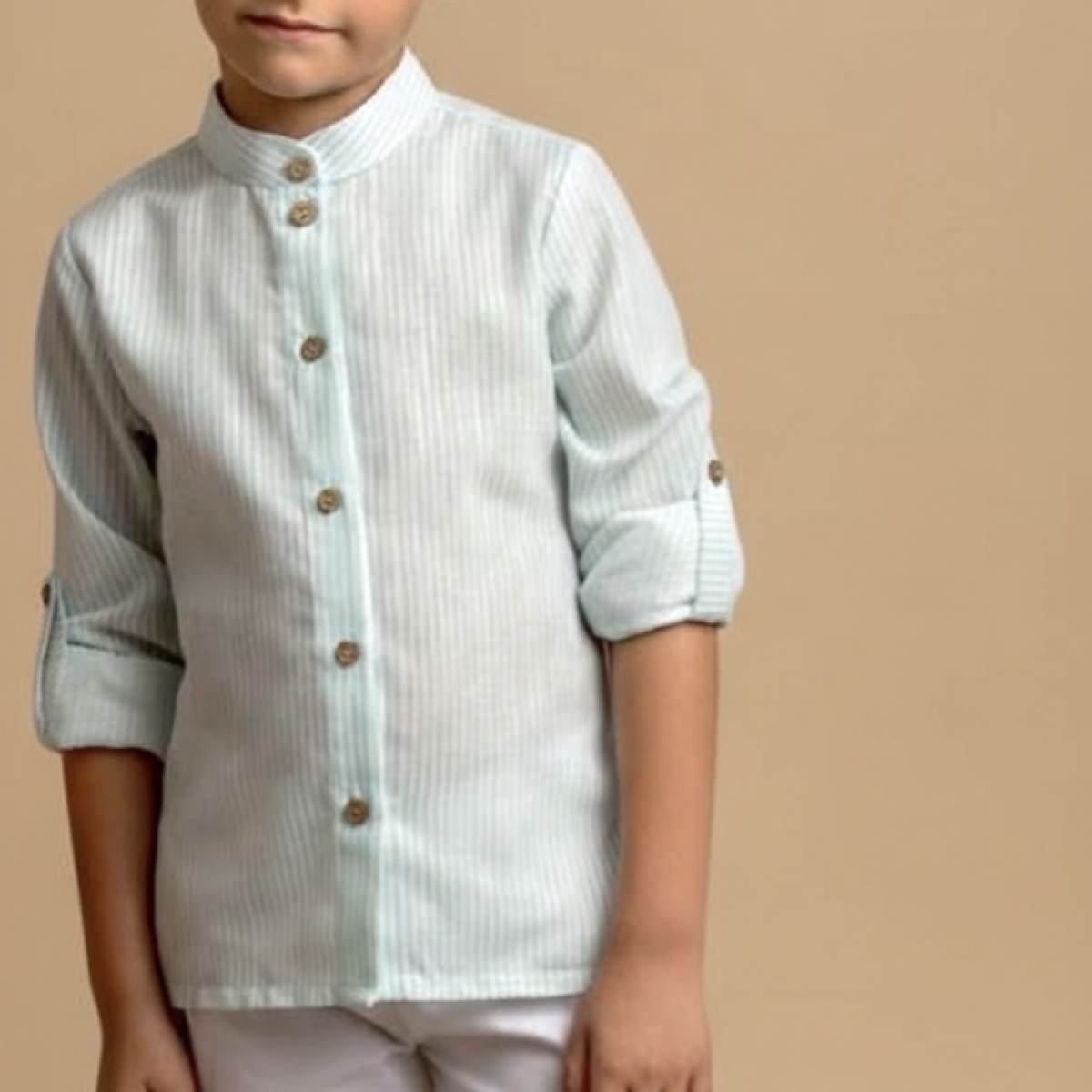 Ver Camisa niño rayas turquesa