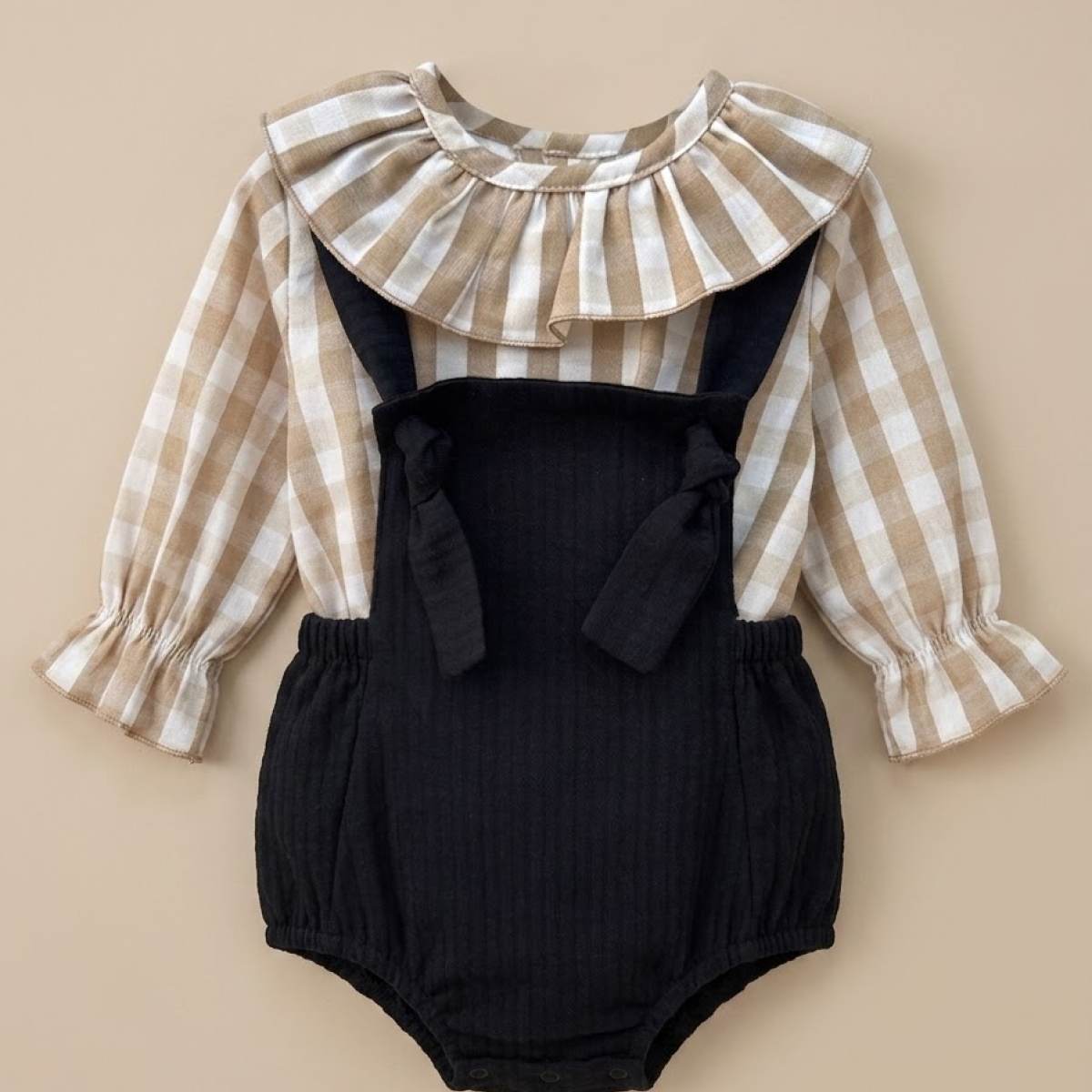 Ver Conjunto ranita + camisa miel y carbón