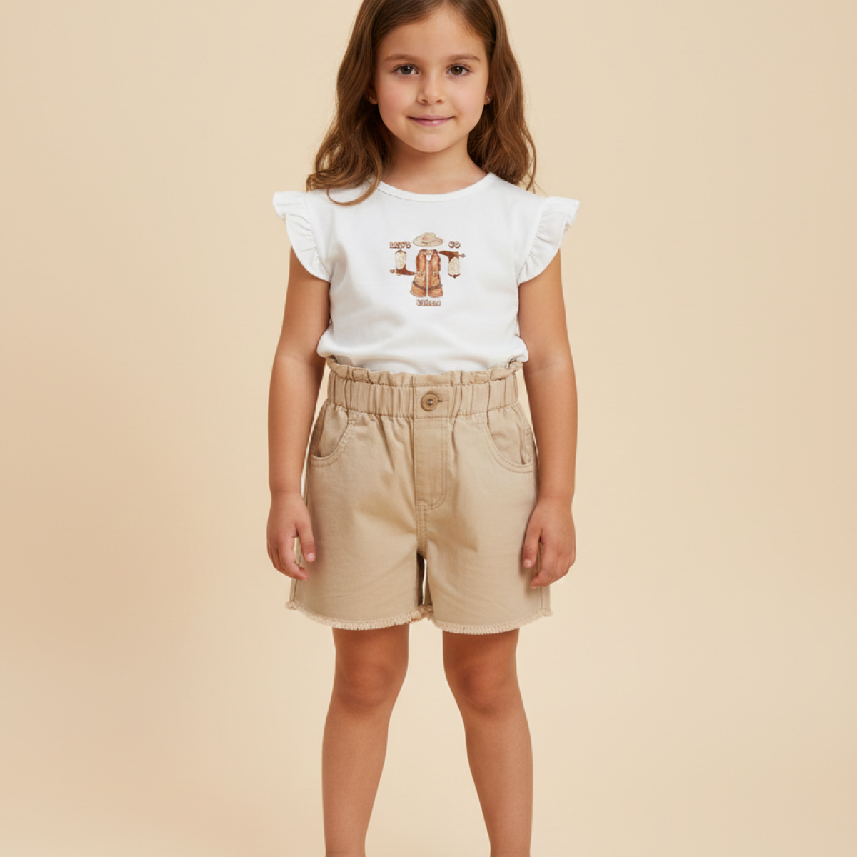 Ver Pantalón corto bebé niña naranja/camel