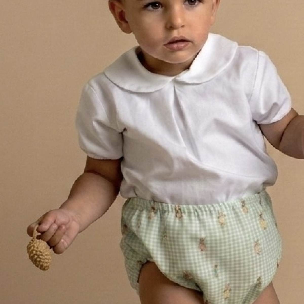 Ver Cubre bebé niño cuadros verde conejos