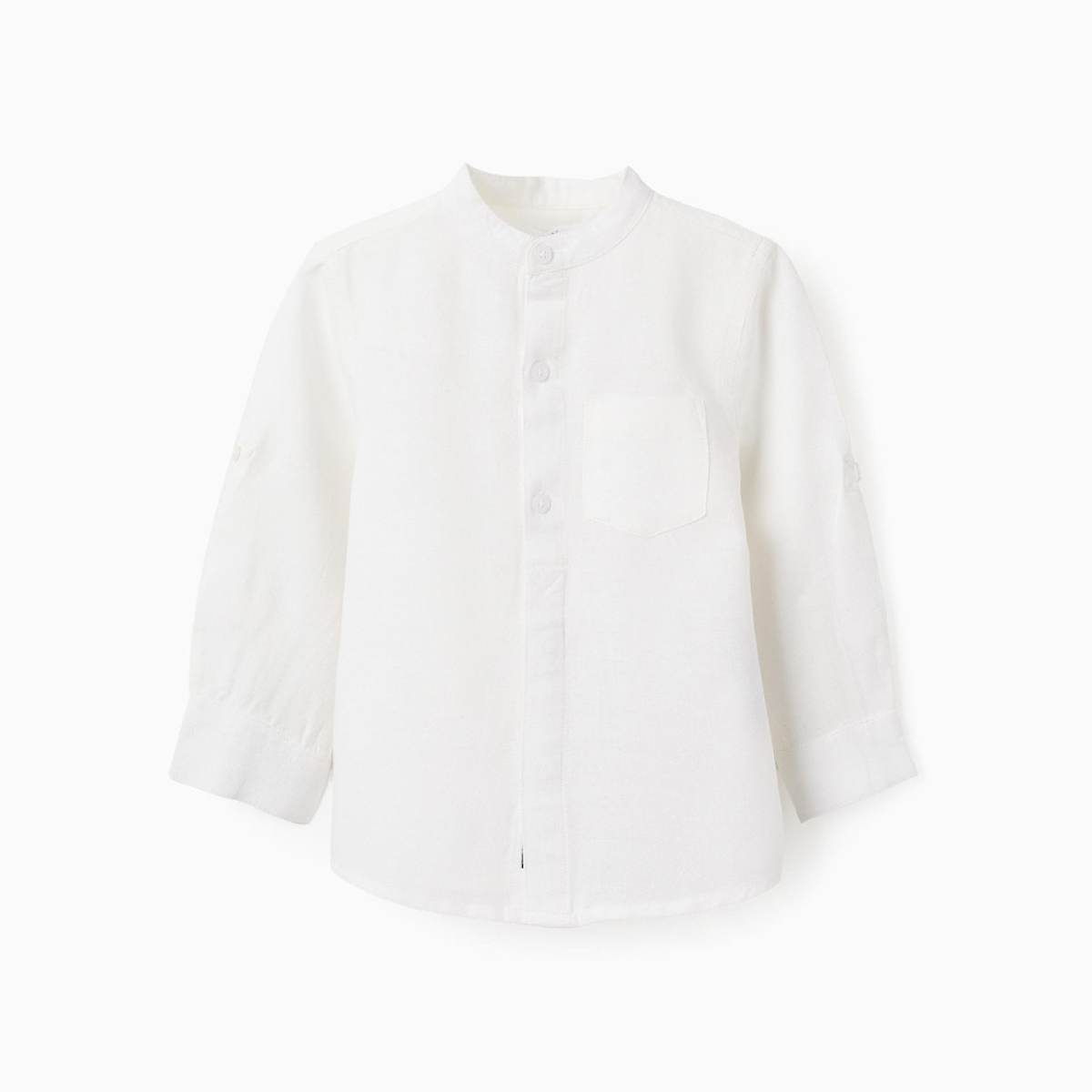 Ver Camisa bebé niño lino bolsillo, blanco