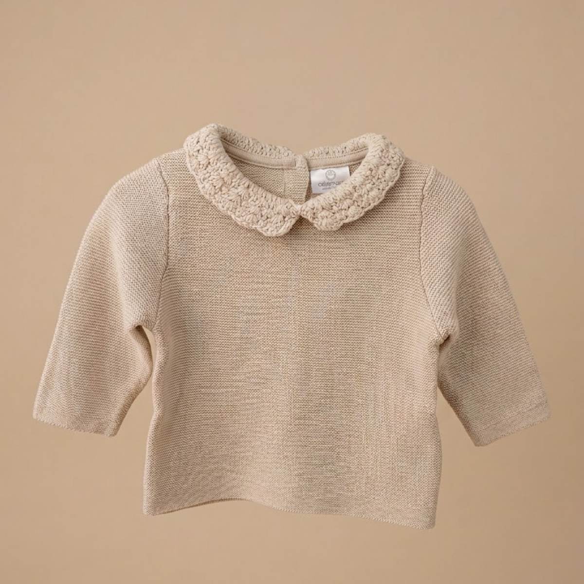 Ver Chaleco punto bebé beige cuello