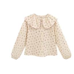 Comprar Camisa niña cuello ribete rosa flores