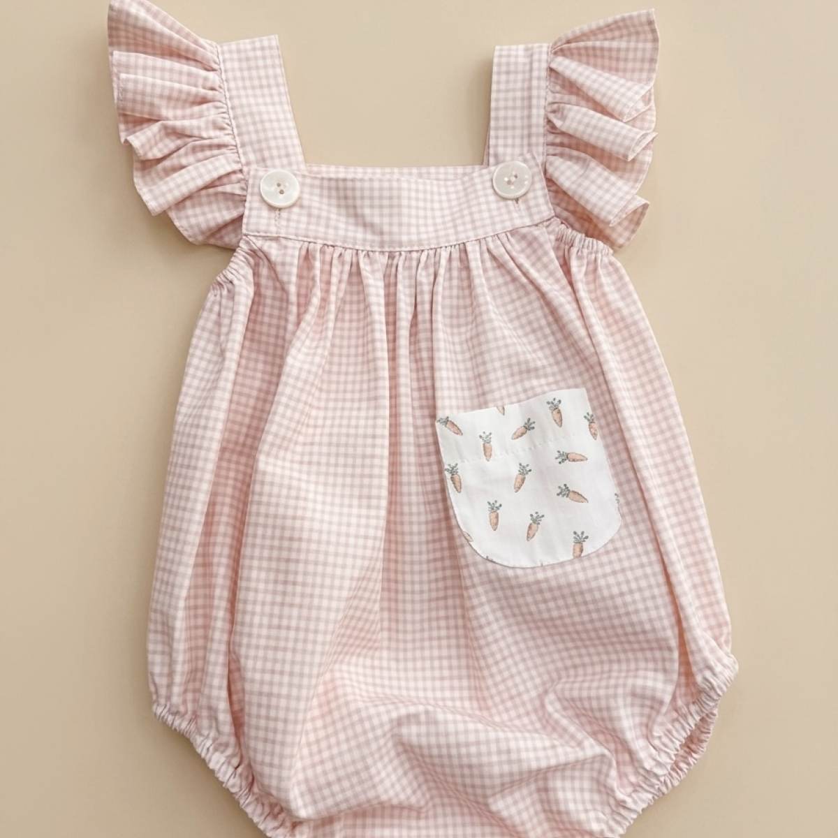 Ver Ranita bebé niña volante vichy rosa