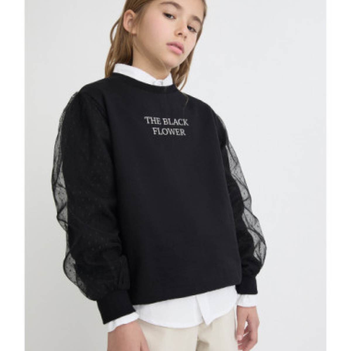 Ver Sudadera negra niña black flower