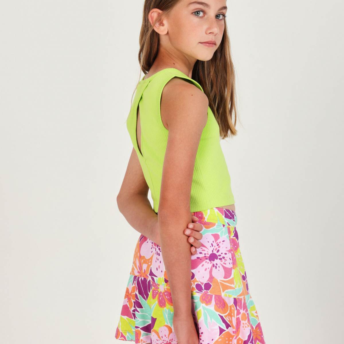 Ver Falda pantalón niña flores paradise