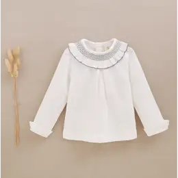 Comprar Camisa cuello volante nido azul