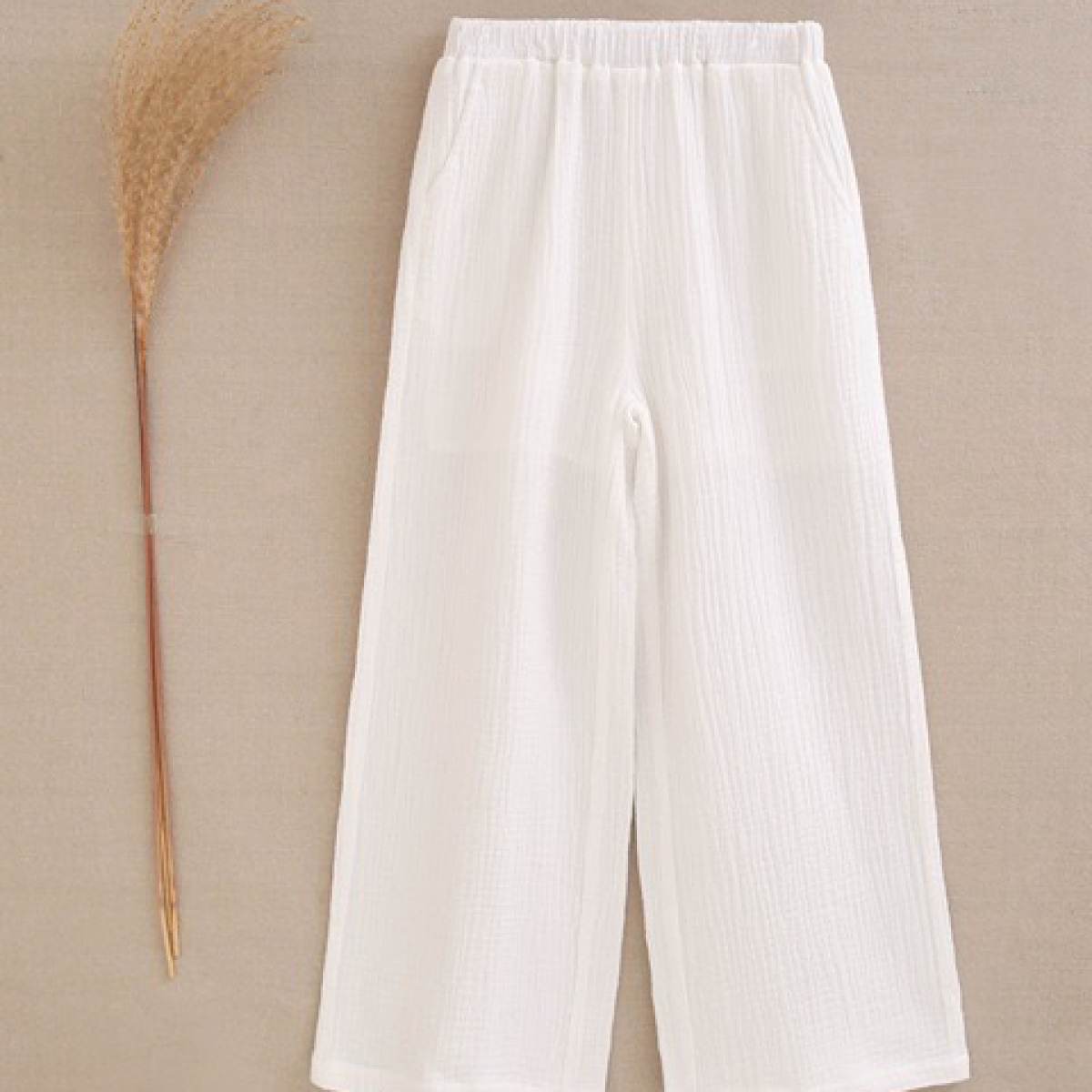 Ver Pantalón niña blanco bambula