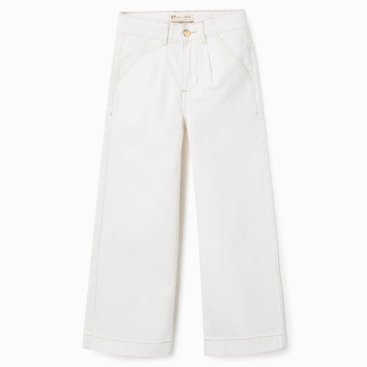 Ver Pantalón sarga niña «wide leg» beige