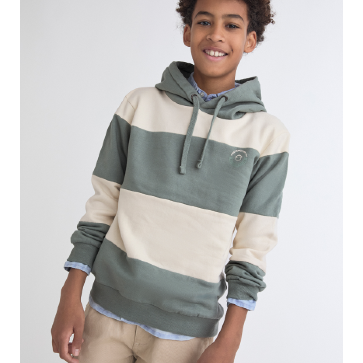 Ver Sudadera niño gorro soccer club beige/verde