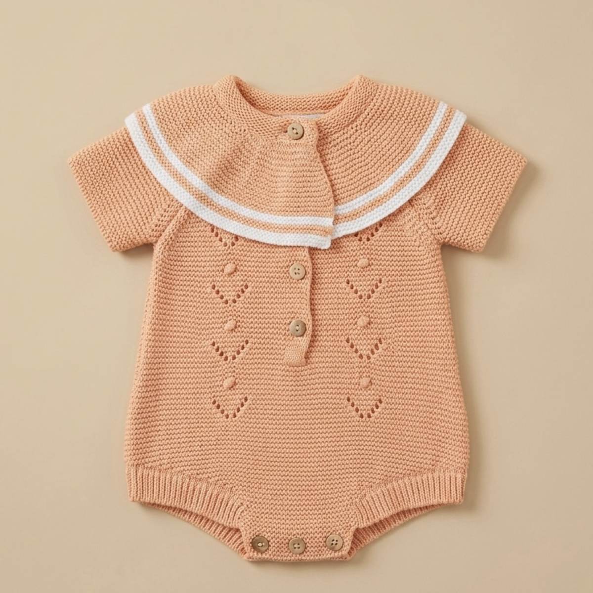 Ver Pelele bebé punto cuello rayas amarillo/beige/narj