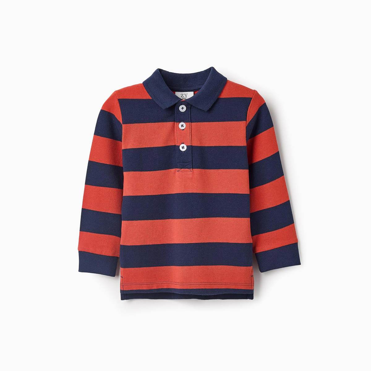 Ver Polo bebé niño algodón rayas naranja/azul