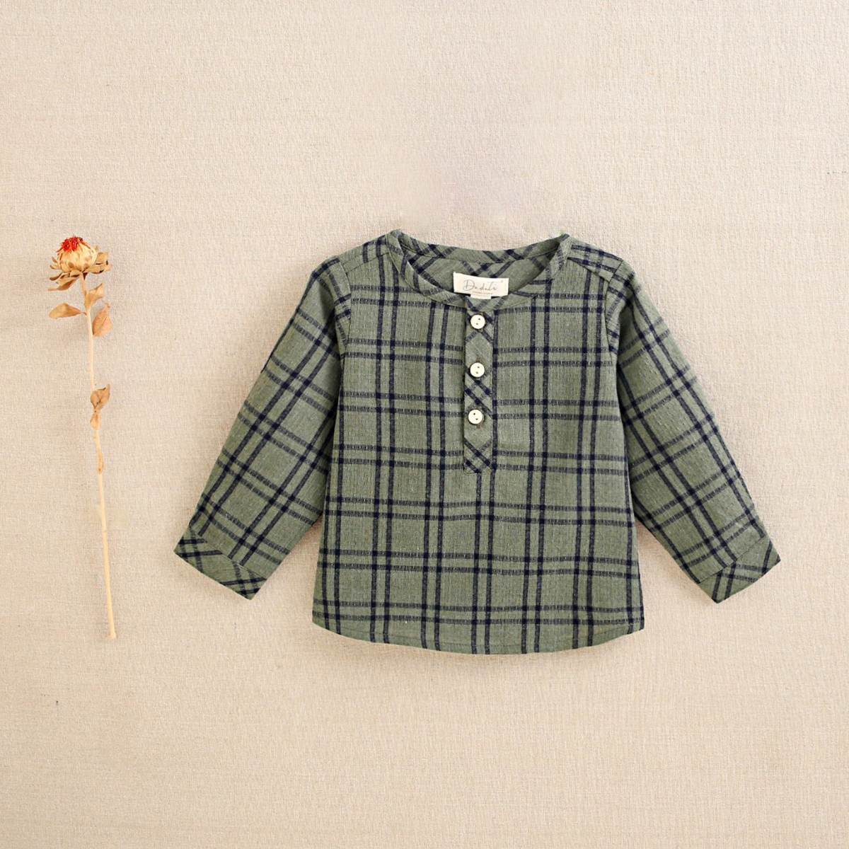 Ver Camisa bebé niño verde oliva/azul