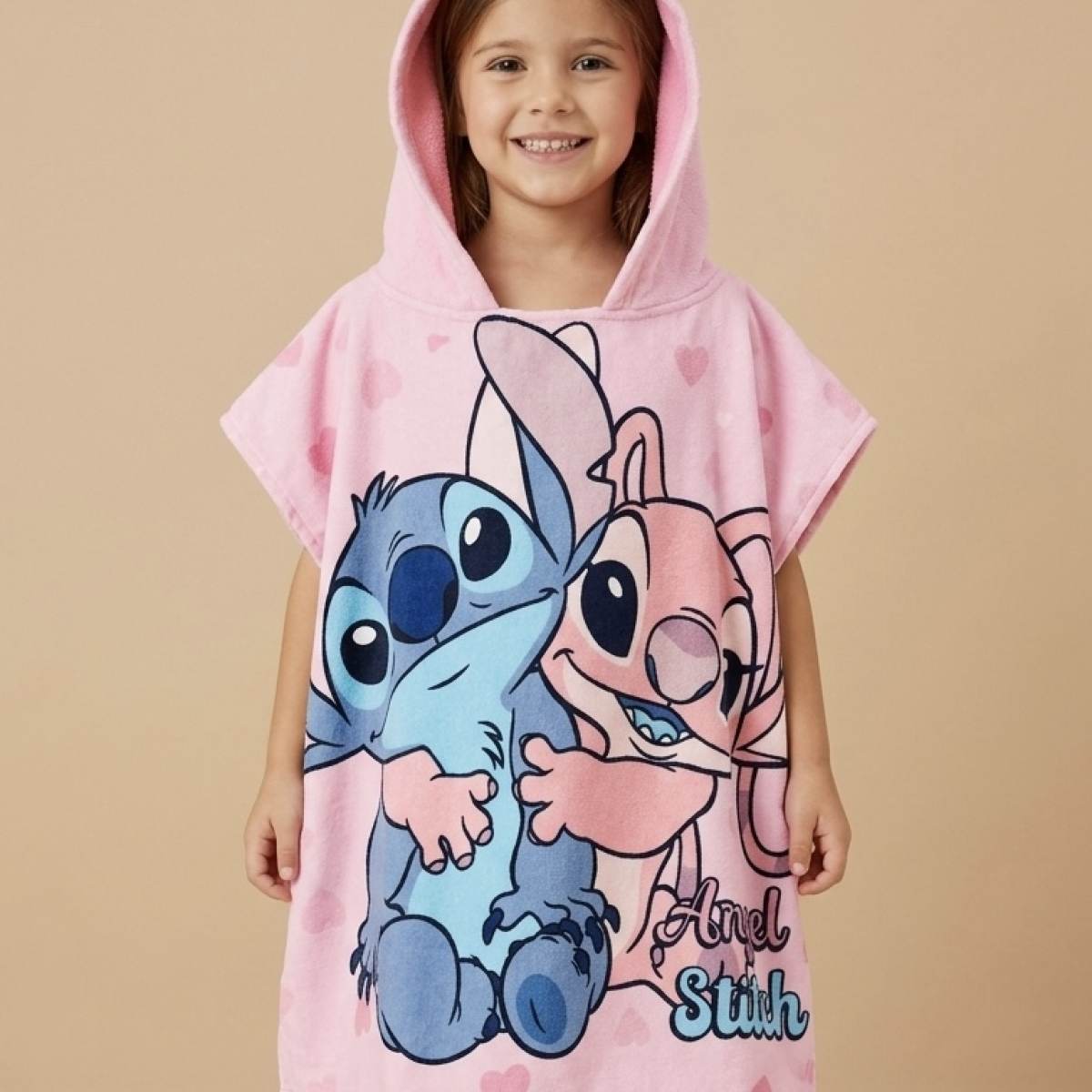 Ver Poncho toalla niña stitch y angel