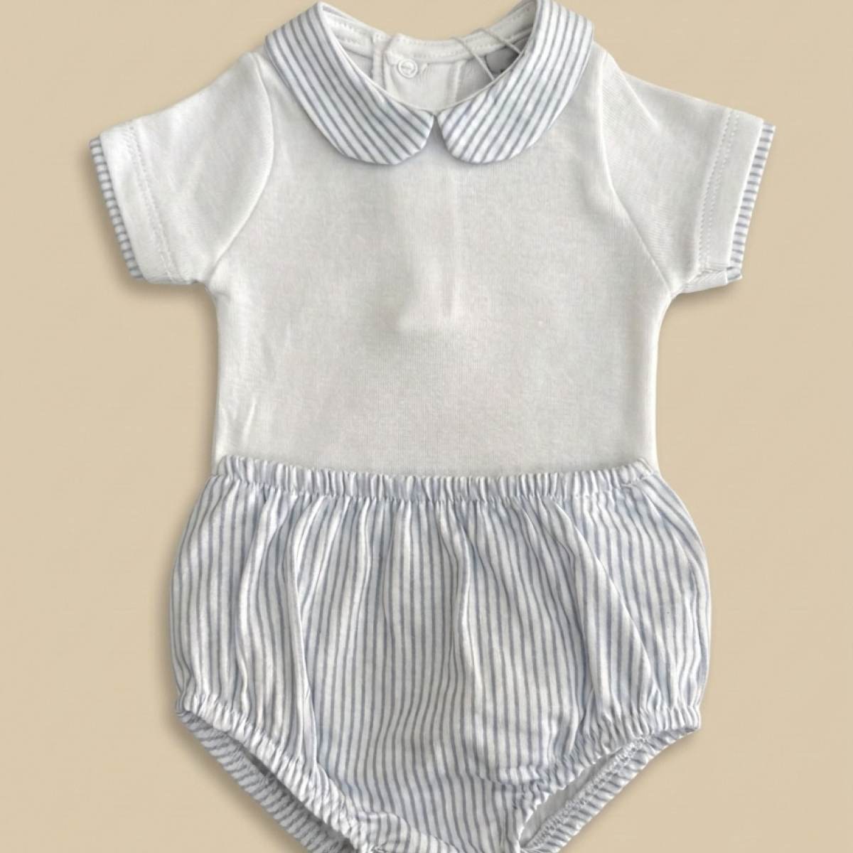 Ver Conjunto bebé niño algodón azul mirada