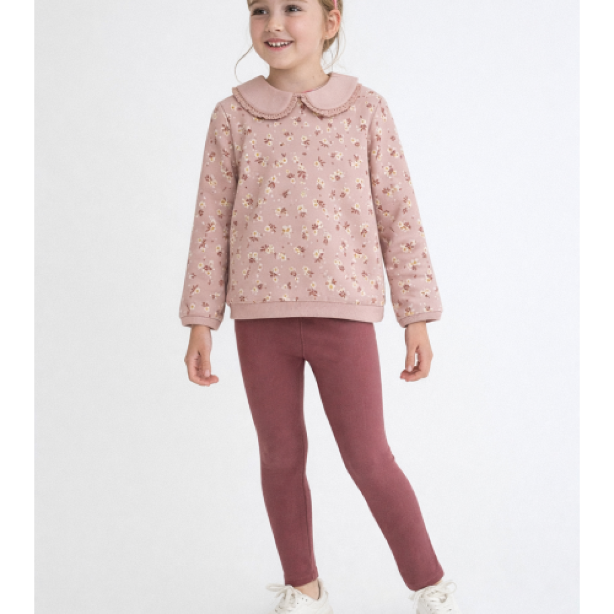 Ver Conjunto niña cuello rosa flores