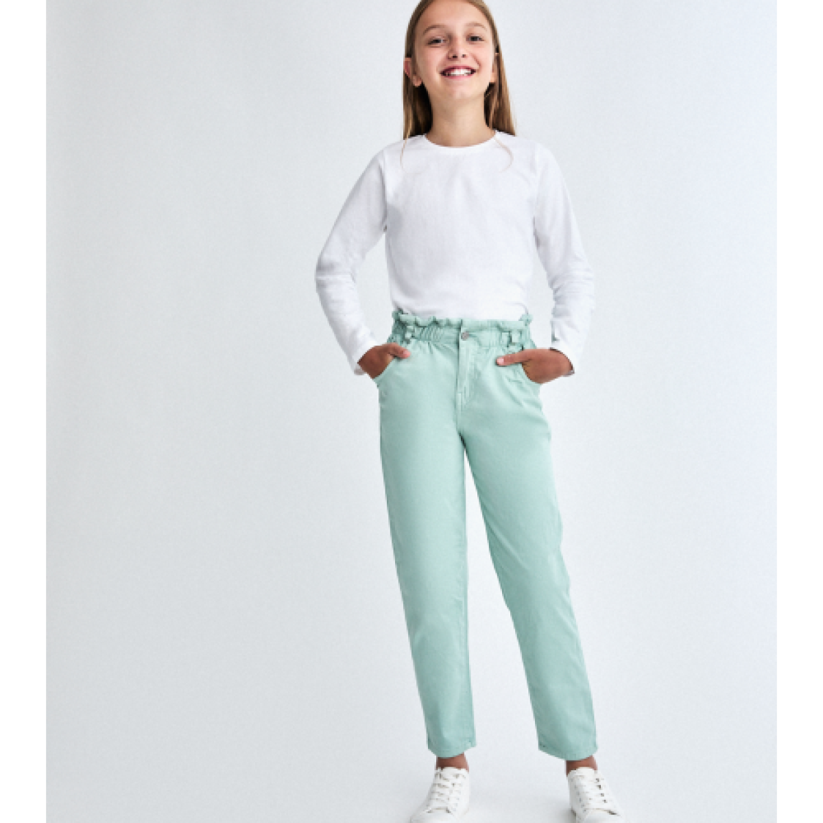 Ver Pantalón niña cintura elástica verde
