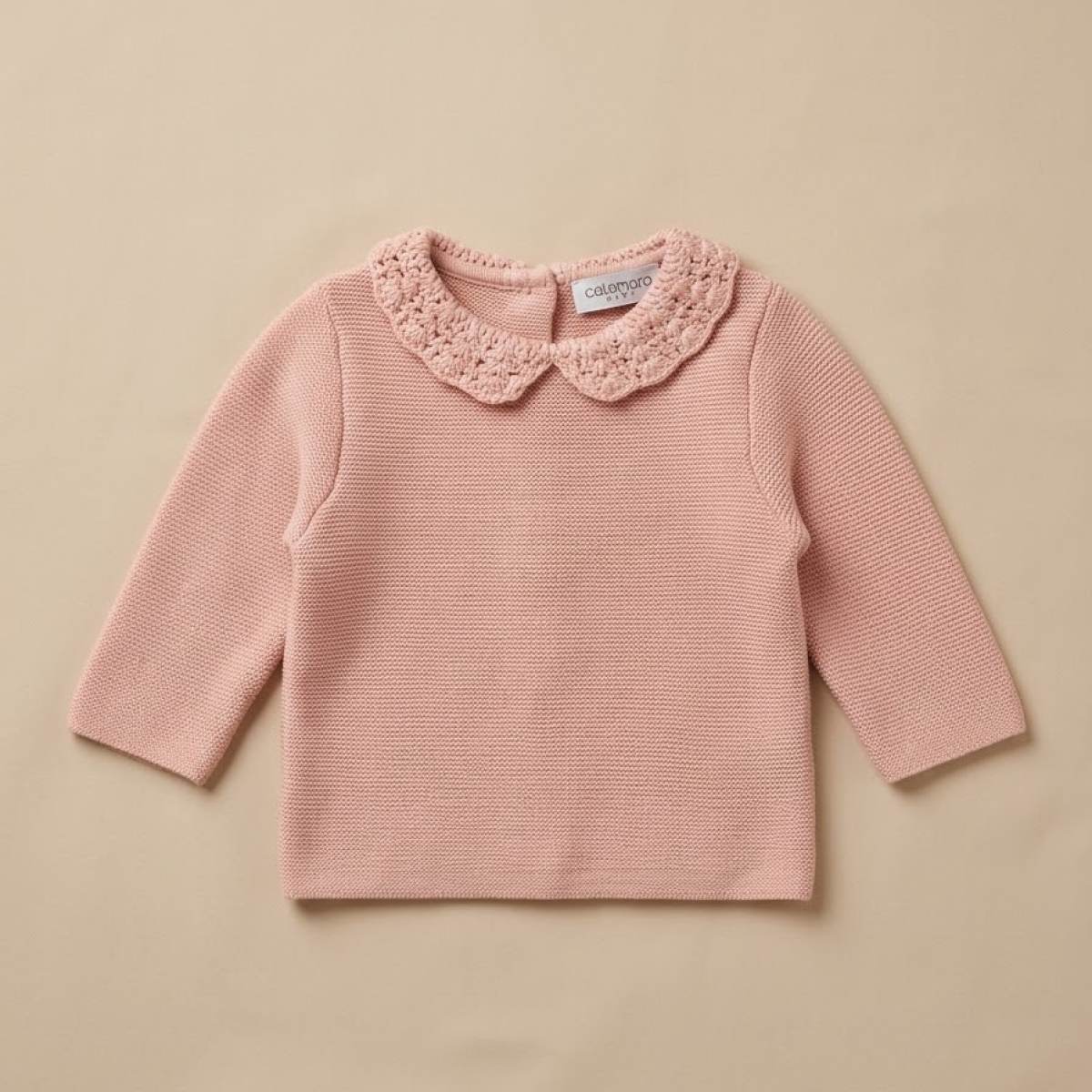 Ver Chaleco punto bebé rosa cuello